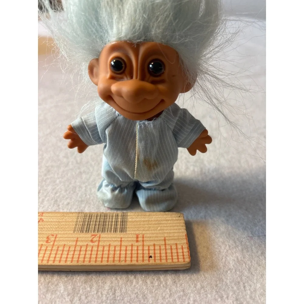 Vintage Troll Doll Blue Pajamas Big Hair Collectible‎ Toy